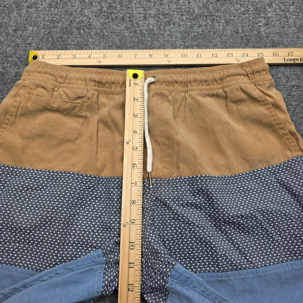 Volcom‎ Threezy Mens Shorts Sz Medium Colorblock Polka Dot Blue Brown Surf Skate